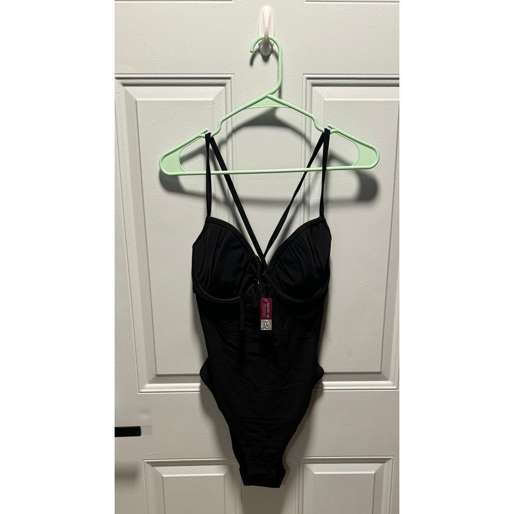 Women's Adore Me Annabee Black‎ One Piece Swimsuit Bathing Suit Size Medium BNWT